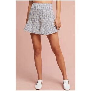 Anthropologie Maeve Women’s Sz 6 Blue Ruffle Shorts High Rise Pineapple Print